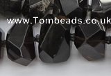 CNG5734 12*16mm - 15*20mm faceted nuggets ice black obsidian beads