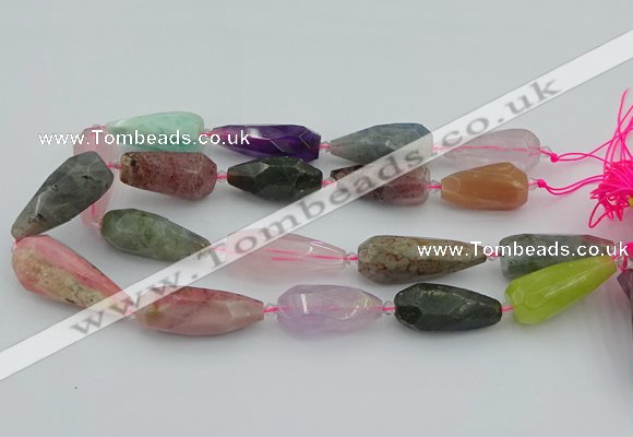 CNG5741 15*35mm - 18*45mm faceted teardrop mixed gemstone beads