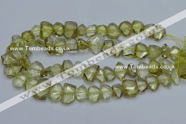 CNG5773 15.5 inches 12*16mm - 15*20mm faceted freeform lemon quartz beads