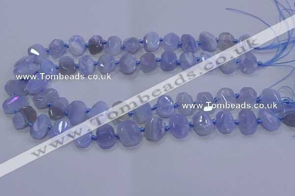 CNG5777 10*14mm - 12*16mm faceted freeform blue lace agate beads