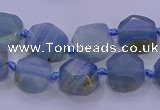 CNG5793 10*12mm - 10*14mm faceted freeform blue calcite beads