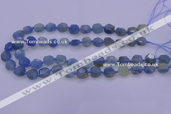 CNG5793 10*12mm - 10*14mm faceted freeform blue calcite beads