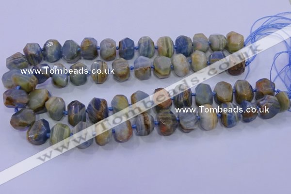 CNG5797 12*16mm - 13*18mm faceted nuggets blue calcite beads