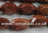 CNG581 15.5 inches 13*22mm faceted nuggets goldstone beads