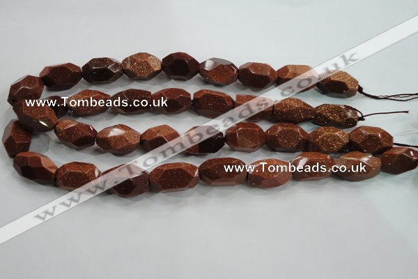 CNG581 15.5 inches 13*22mm faceted nuggets goldstone beads