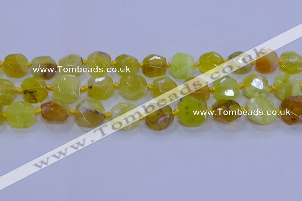 CNG5811 15.5 inches 10*12mm - 10*14mm faceted freeform yellow opal beads