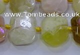 CNG5812 15.5 inches 10*14mm - 12*16mm faceted freeform yellow opal beads