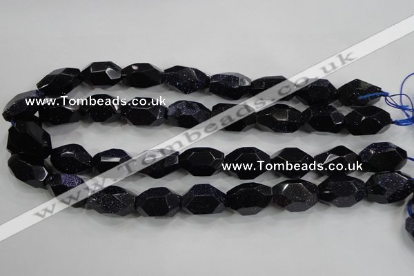 CNG582 15.5 inches 13*22mm faceted nuggets blue goldstone beads