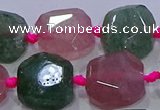 CNG5822 10*12mm - 10*14mm faceted freeform mixed strawberry quartz beads