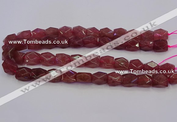 CNG5846 15.5 inches 14*15mm faceted nuggets strawberry quartz beads