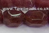 CNG5847 16*22mm - 18*25mm faceted nuggets strawberry quartz beads