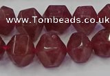 CNG5849 10*12mm - 14*15mm faceted nuggets strawberry quartz beads