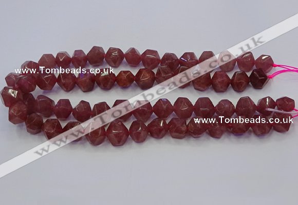 CNG5849 10*12mm - 14*15mm faceted nuggets strawberry quartz beads