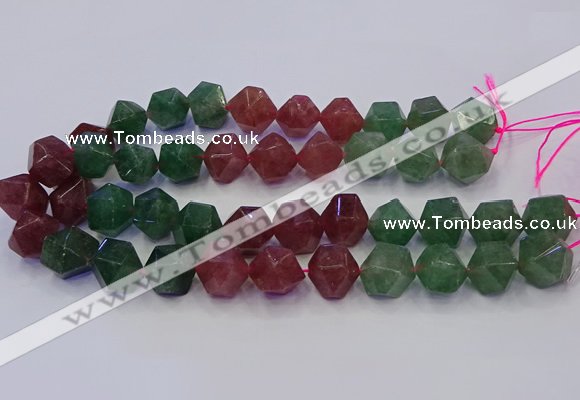 CNG5853 14*16mm - 16*18mm faceted nuggets mixed strawberry quartz beads