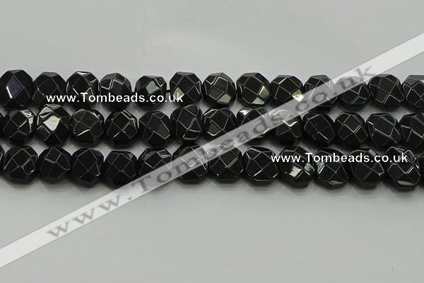 CNG5864 15.5 inches 8*12mm - 12*16mm faceted freeform black agate beads