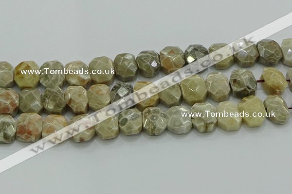 CNG5865 8*12mm - 12*16mm faceted freeform chrysanthemum agate beads