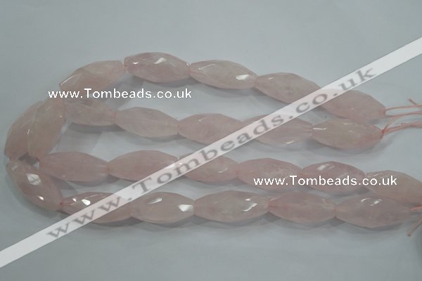 CNG587 15.5 inches 15*33mm faceted nuggets rose quartz beads