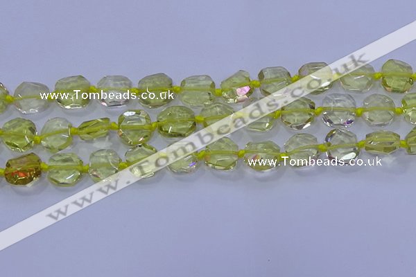 CNG5880 15.5 inches 10*12mm - 10*14mm faceted freeform lemon quartz beads