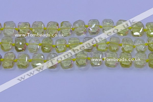 CNG5882 15.5 inches 10*14mm - 12*16mm faceted freeform lemon quartz beads