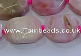 CNG5884 15.5 inches 10*14mm - 12*16mm faceted freeform pink opal beads