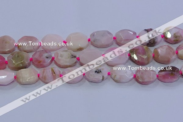 CNG5884 15.5 inches 10*14mm - 12*16mm faceted freeform pink opal beads