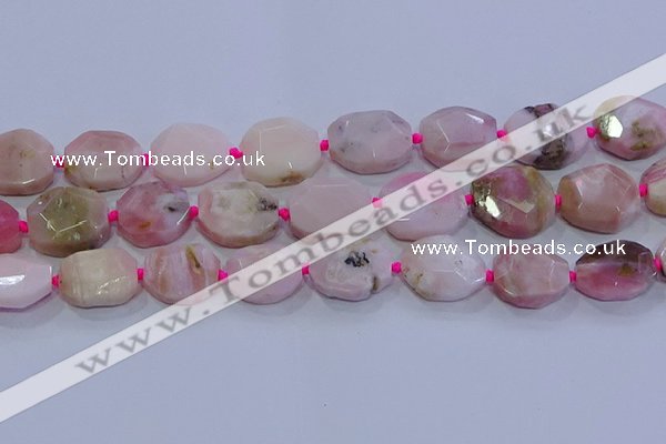 CNG5884 15.5 inches 10*14mm - 12*16mm faceted freeform pink opal beads