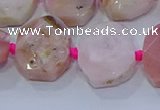 CNG5885 15.5 inches 10*14mm - 12*16mm faceted freeform pink opal beads