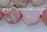 CNG5885 15.5 inches 10*14mm - 12*16mm faceted freeform pink opal beads