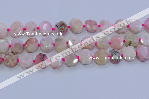 CNG5885 15.5 inches 10*14mm - 12*16mm faceted freeform pink opal beads