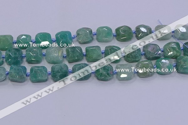 CNG5889 15.5 inches 10*12mm - 10*14mm faceted freeform amazonite beads