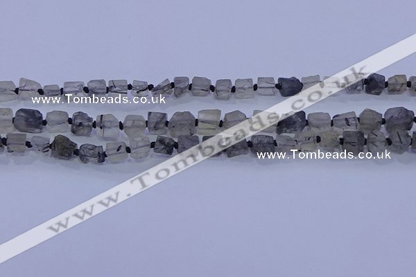 CNG5905 4*6mm - 6*10mm nuggets rough black rutilated quartz beads