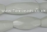 CNG591 12*30mm - 13*32mm faceted rice white porcelain nugget beads