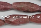 CNG592 13*30mm - 15*40mm faceted rice rhodochrosite nugget beads