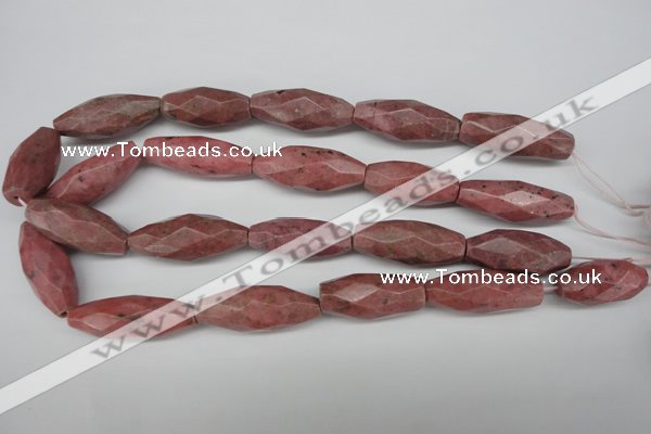 CNG592 13*30mm - 15*40mm faceted rice rhodochrosite nugget beads