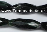 CNG593 13*30mm - 14*35mm faceted rice African prase jasper nugget beads