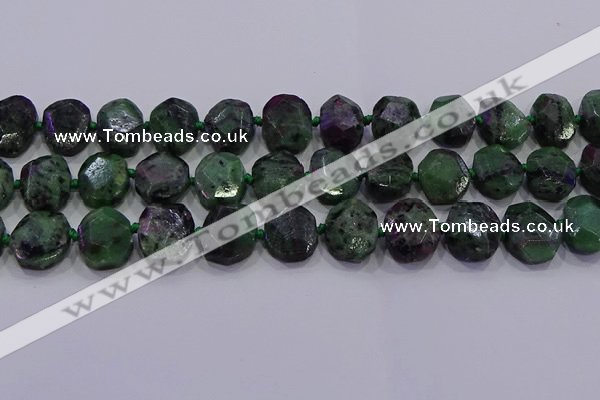 CNG5947 10*14mm - 12*16mm faceted freeform ruby zoisite beads