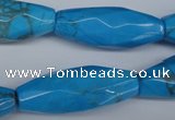 CNG595 12*32mm - 14*36mm faceted rice synthetic turquoise nugget beads
