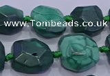 CNG5953 15.5 inches 10*12mm - 10*14mm faceted freeform malachite beads