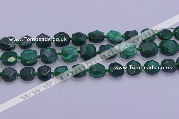 CNG5953 15.5 inches 10*12mm - 10*14mm faceted freeform malachite beads