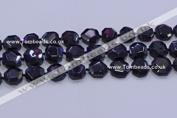 CNG5956 12*16mm - 15*18mm faceted freeform black tourmaline beads