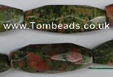 CNG596 13*35mm - 14*38mm faceted rice unakite nugget beads