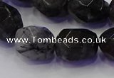 CNG5963 13*18mm - 15*20mm faceted nuggets black rutilated quartz beads