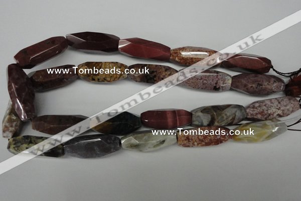 CNG597 14*30mm - 15*40mm faceted rice ocean stone nugget beads