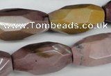 CNG598 12*25mm - 15*36mm faceted rice mookaite nugget beads