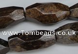 CNG599 13*28mm - 15*34mm faceted rice bronzite nugget beads