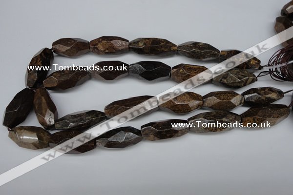 CNG599 13*28mm - 15*34mm faceted rice bronzite nugget beads