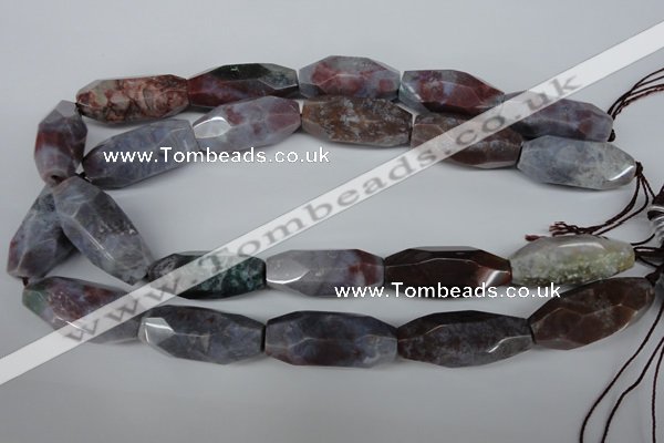 CNG600 13*28mm - 14*34mm faceted rice Indian agate nugget beads