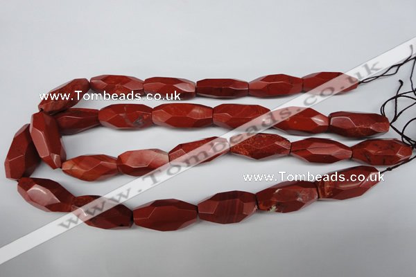 CNG602 12*28mm - 14*32mm faceted rice red jasper nugget beads