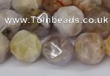 CNG6022 15.5 inches 12mm faceted nuggets silver needle agate beads