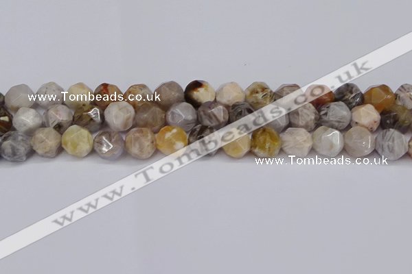 CNG6022 15.5 inches 12mm faceted nuggets silver needle agate beads